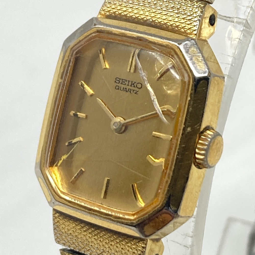 Vintage Seiko Watch Women 17mm Octagon Gold Tone 4N00-5139 New Battery 6.5"